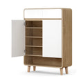 20-Pair Shoe Rack Cabinet with Drawers 5-Tier Storage - Pine & White