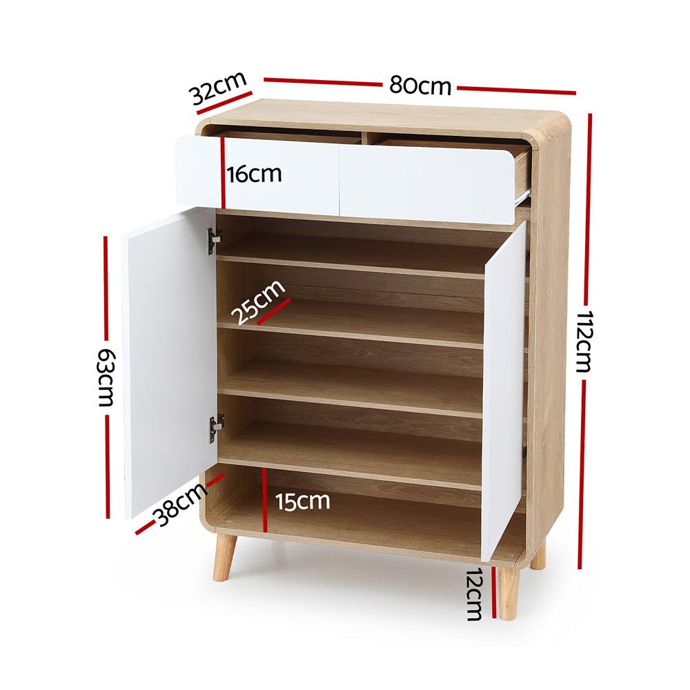 Shoe Rack Cabinet 20 Pairs Storage Cupboard Pine&White - Furniture > Living Room > Shoe Storage - Rivercity House & Home Co. (ABN 18 642 972 209) - Affordable Modern Furniture Australia