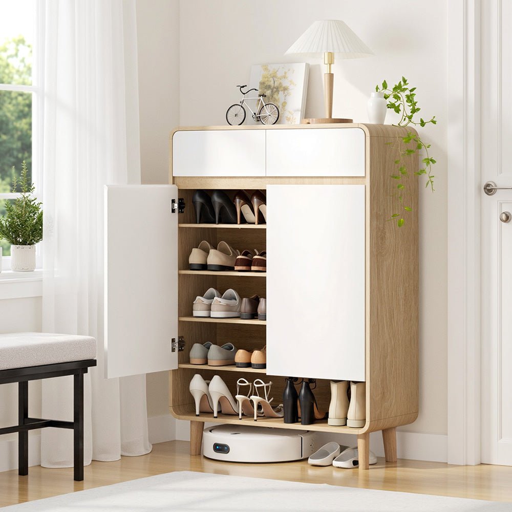 Shoe Rack Cabinet 20 Pairs Storage Cupboard Pine&White - Furniture > Living Room > Shoe Storage - Rivercity House & Home Co. (ABN 18 642 972 209) - Affordable Modern Furniture Australia