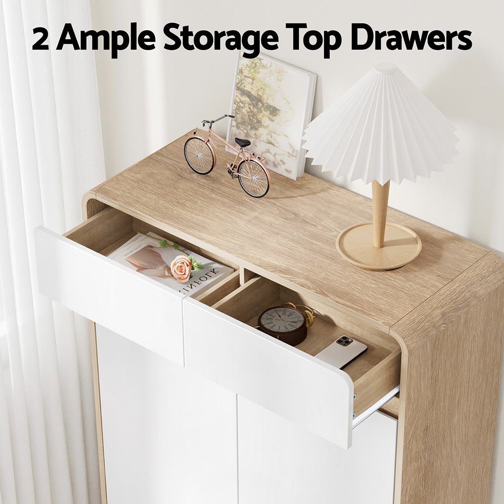 Shoe Rack Cabinet 20 Pairs Storage Cupboard Pine&White - Furniture > Living Room > Shoe Storage - Rivercity House & Home Co. (ABN 18 642 972 209) - Affordable Modern Furniture Australia