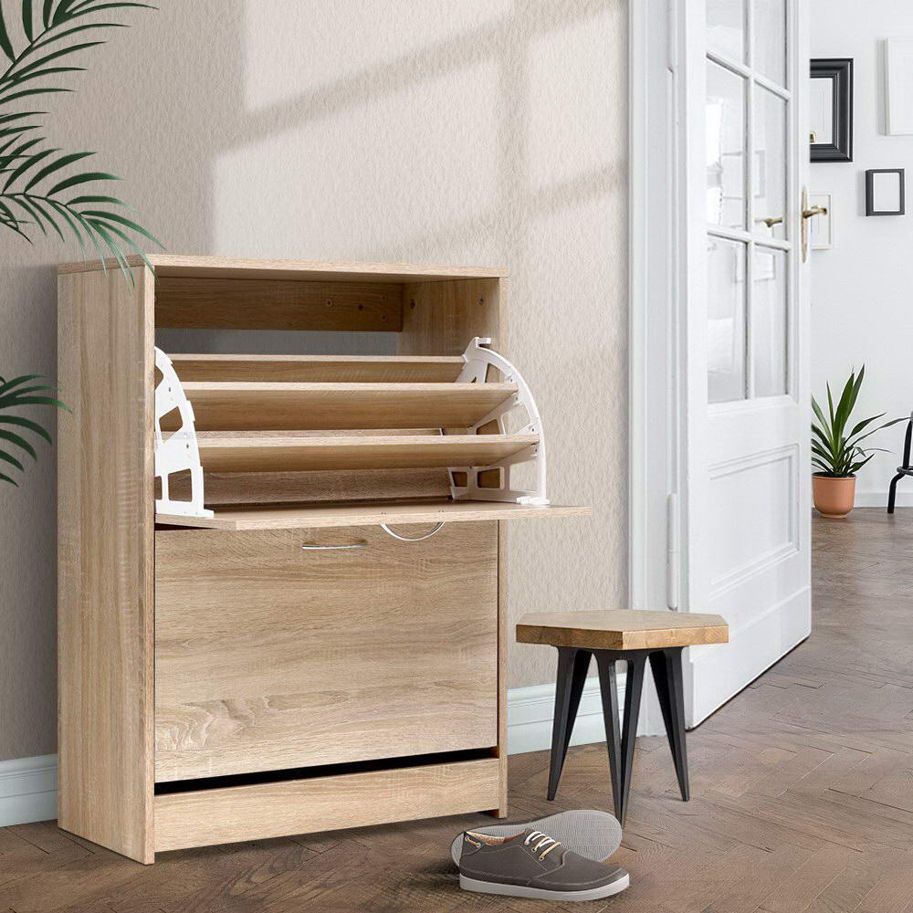 Shoe Rack Cabinet 24 Pairs 3 - tier Wood Nina - Furniture > Living Room > Shoe Storage - Rivercity House & Home Co. (ABN 18 642 972 209) - Affordable Modern Furniture Australia