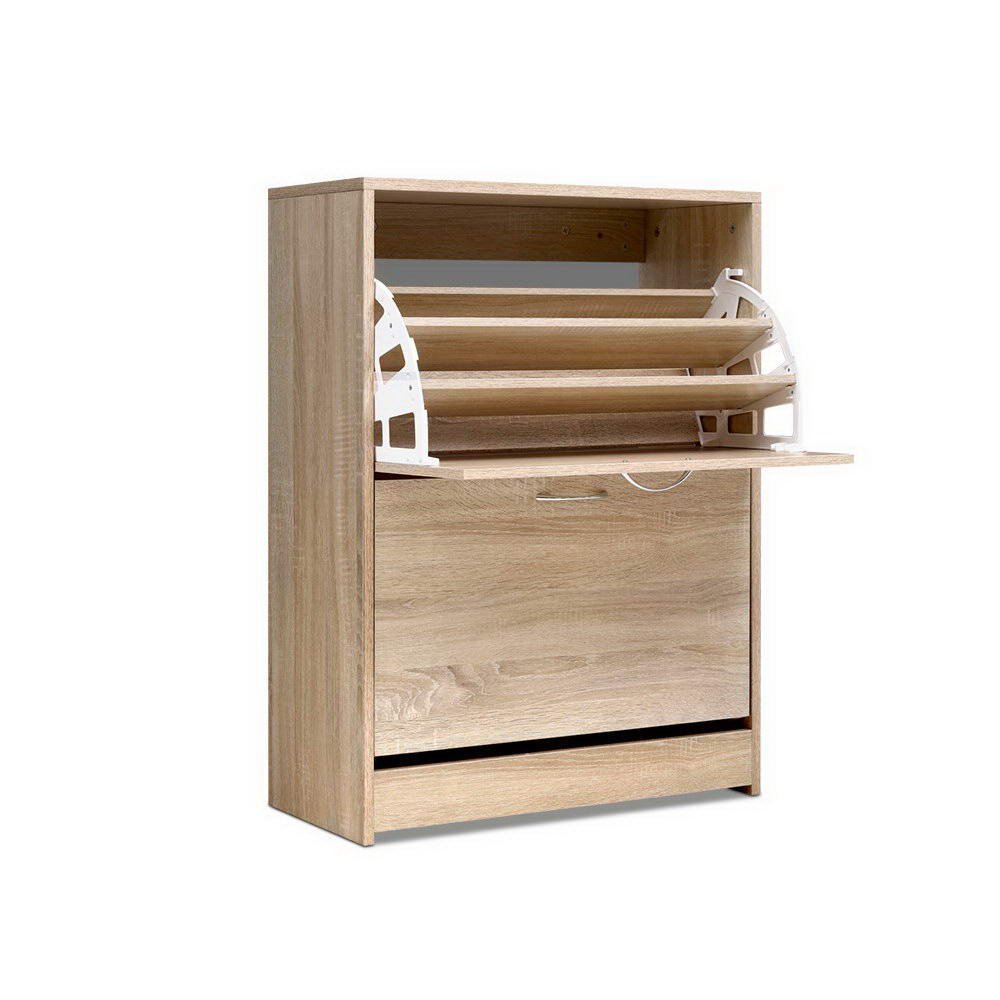 Shoe Rack Cabinet 24 Pairs 3 - tier Wood Nina - Furniture > Living Room > Shoe Storage - Rivercity House & Home Co. (ABN 18 642 972 209) - Affordable Modern Furniture Australia