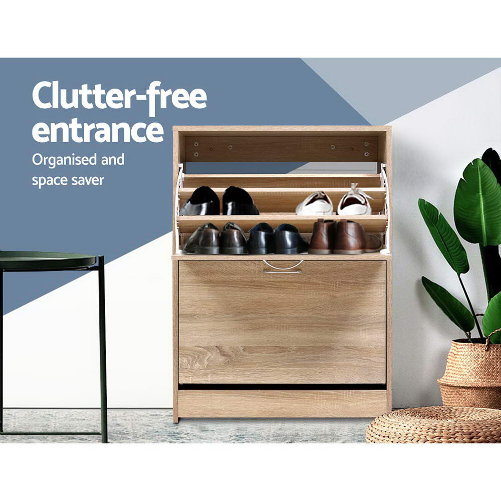 Shoe Rack Cabinet 24 Pairs 3 - tier Wood Nina - Furniture > Living Room > Shoe Storage - Rivercity House & Home Co. (ABN 18 642 972 209) - Affordable Modern Furniture Australia