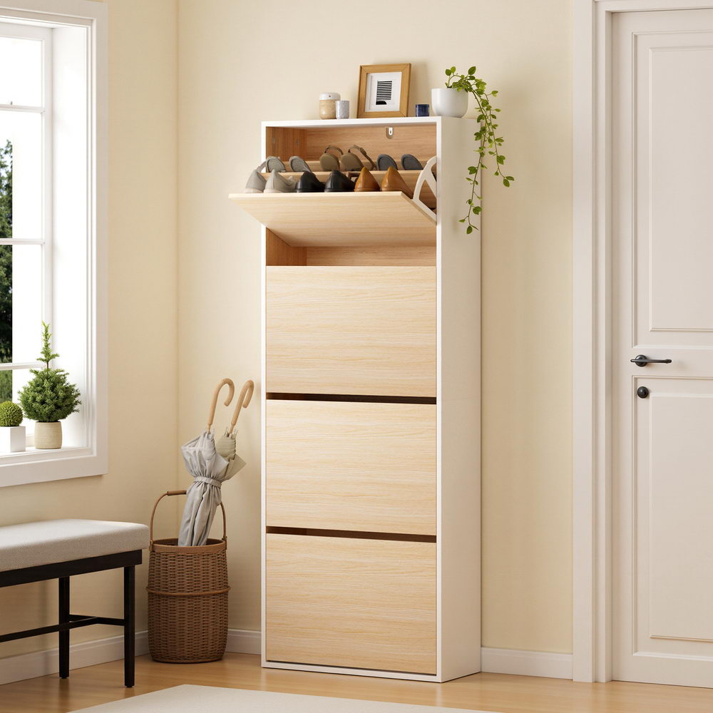 Shoe Rack Cabinet 24 Pairs Adjustable Shelf Pine - Furniture > Living Room > Shoe Storage - Rivercity House & Home Co. (ABN 18 642 972 209) - Affordable Modern Furniture Australia