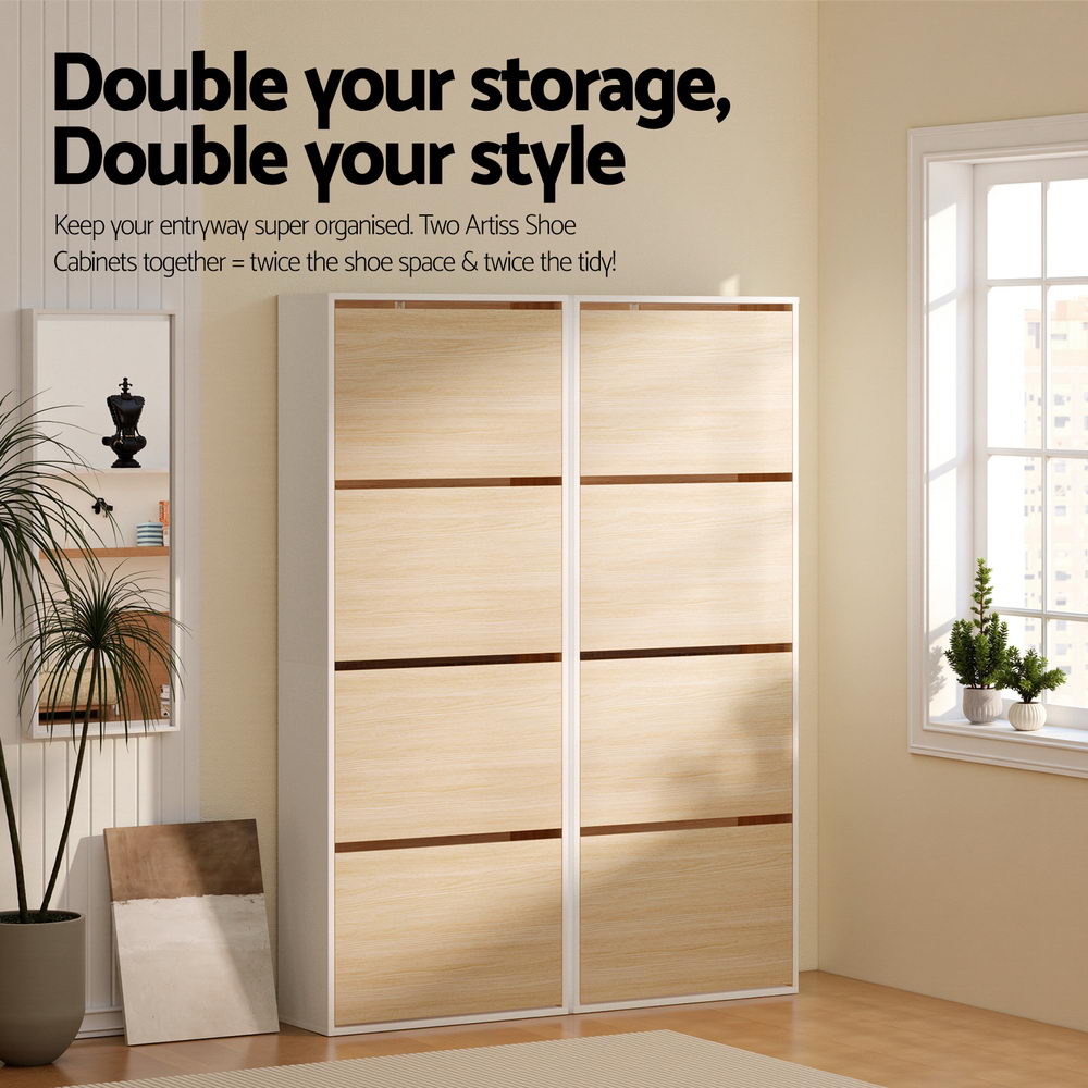 Shoe Rack Cabinet 24 Pairs Adjustable Shelf Pine - Furniture > Living Room > Shoe Storage - Rivercity House & Home Co. (ABN 18 642 972 209) - Affordable Modern Furniture Australia