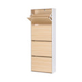 Shoe Rack Cabinet 24 Pairs with Adjustable Shelves - Pine White