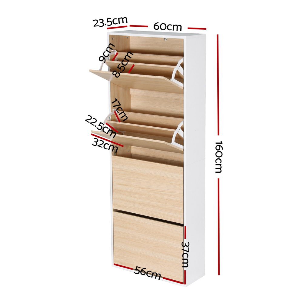 Shoe Rack Cabinet 24 Pairs Adjustable Shelf Pine - Furniture > Living Room > Shoe Storage - Rivercity House & Home Co. (ABN 18 642 972 209) - Affordable Modern Furniture Australia