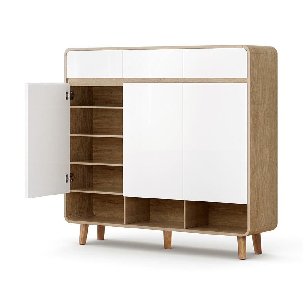 Shoe Rack Cabinet 25 Pairs Storage Cupboard Pine&White - Furniture > Living Room > Shoe Storage - Rivercity House & Home Co. (ABN 18 642 972 209) - Affordable Modern Furniture Australia