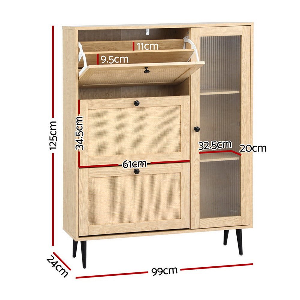 Shoe Rack Cabinet 3 Flip - out Drawers Pine - Furniture > Living Room > Shoe Storage - Rivercity House & Home Co. (ABN 18 642 972 209) - Affordable Modern Furniture Australia