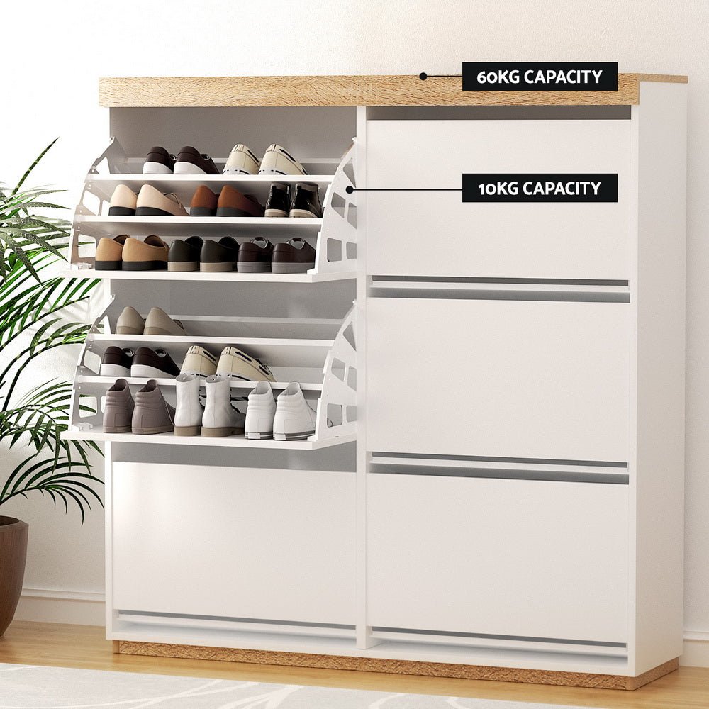 Shoe Rack Cabinet 3 - Tier 45 Pairs White - Furniture > Living Room > Shoe Storage - Rivercity House & Home Co. (ABN 18 642 972 209) - Affordable Modern Furniture Australia