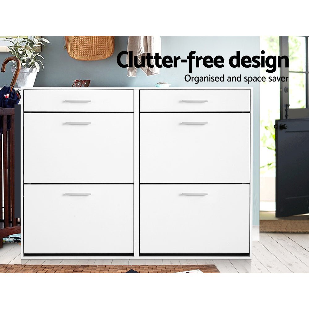 Shoe Rack Cabinet 36 Pairs Adjustable Shelves White Sara - Furniture > Living Room > Shoe Storage - Rivercity House & Home Co. (ABN 18 642 972 209) - Affordable Modern Furniture Australia