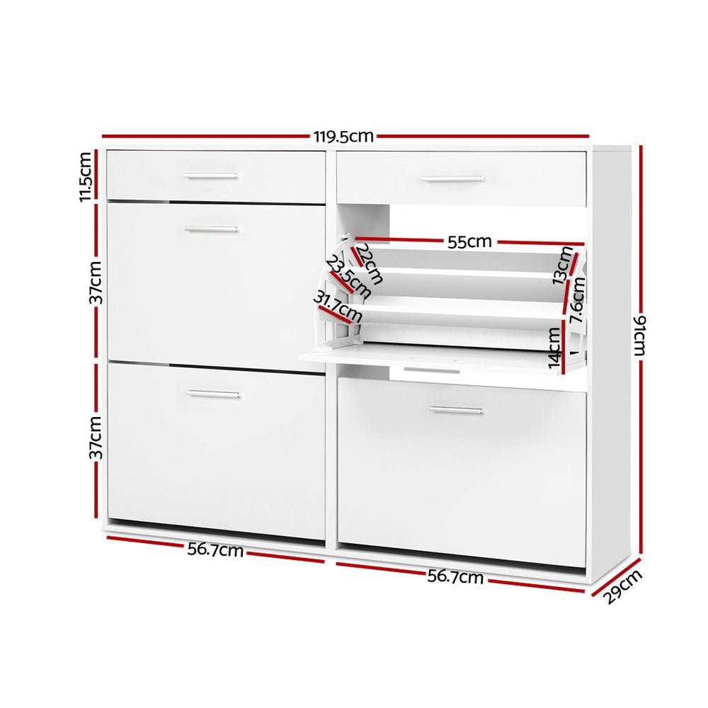 Shoe Rack Cabinet 36 Pairs Adjustable Shelves White Sara - Furniture > Living Room > Shoe Storage - Rivercity House & Home Co. (ABN 18 642 972 209) - Affordable Modern Furniture Australia