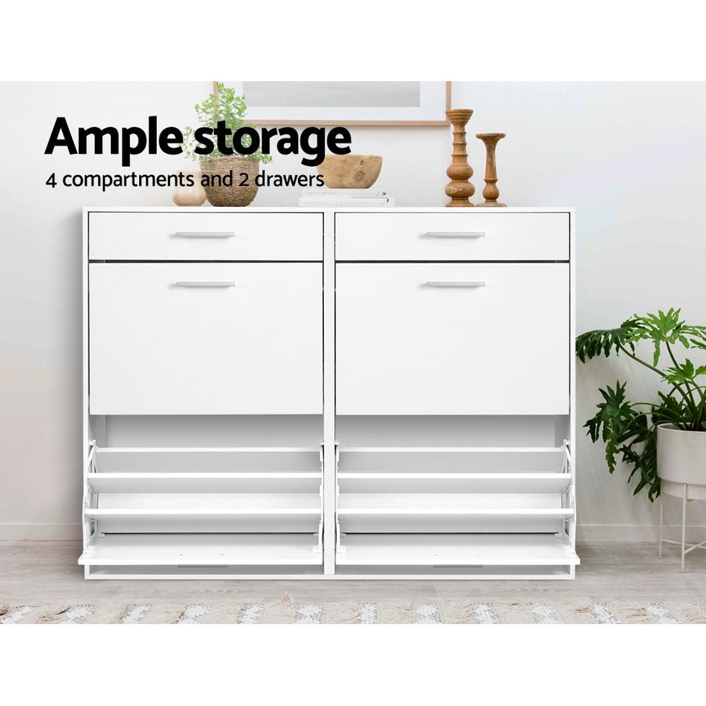 Shoe Rack Cabinet 36 Pairs Adjustable Shelves White Sara - Furniture > Living Room > Shoe Storage - Rivercity House & Home Co. (ABN 18 642 972 209) - Affordable Modern Furniture Australia