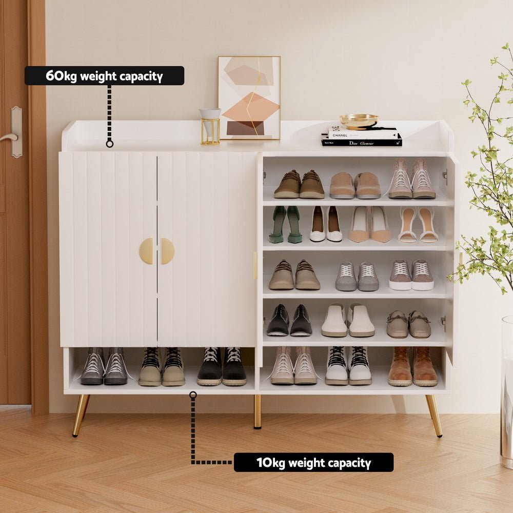Shoe Rack Cabinet 5 Tiers 30 Pairs White - Furniture > Living Room > Shoe Storage - Rivercity House & Home Co. (ABN 18 642 972 209) - Affordable Modern Furniture Australia