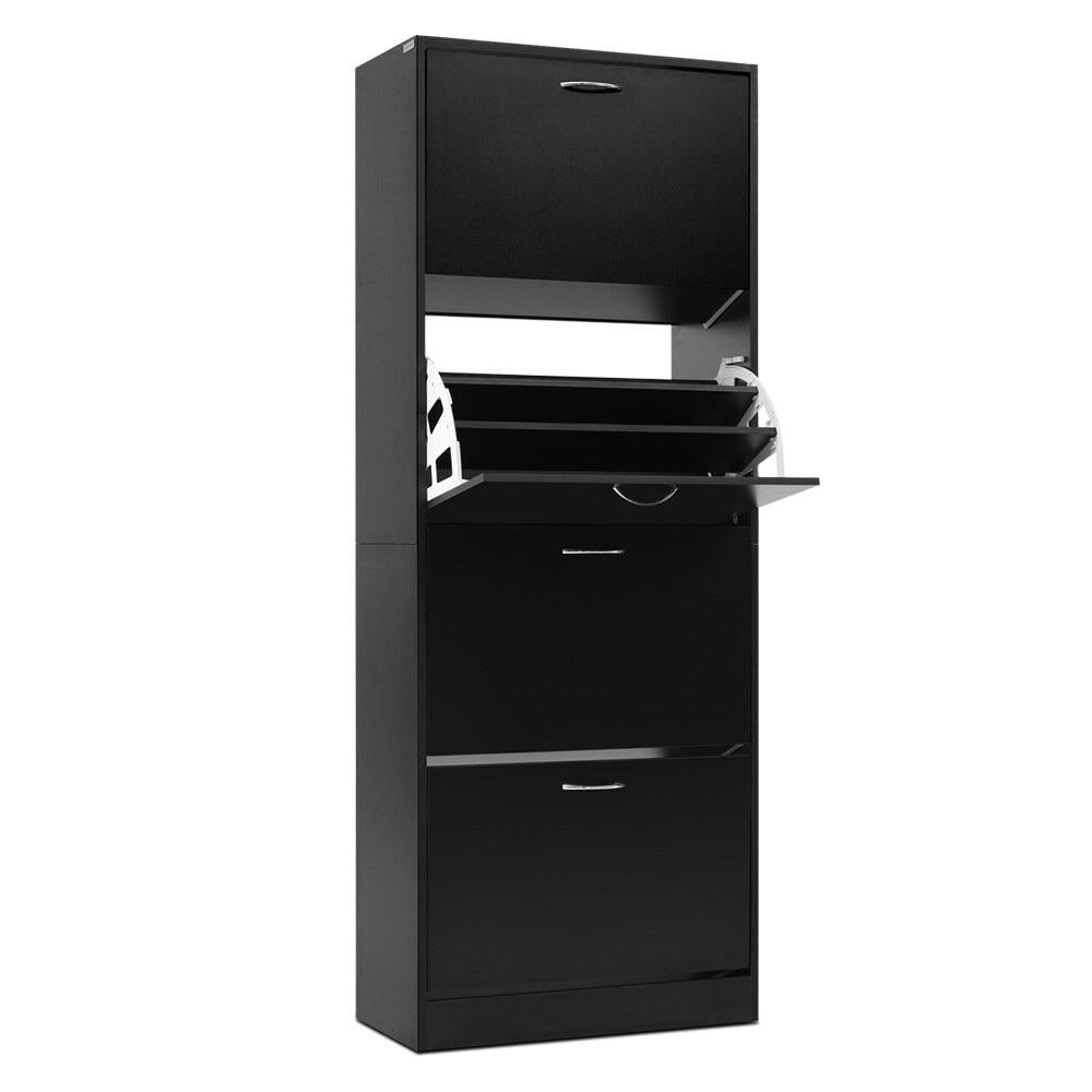 Shoe Rack Cabinet 60 Pairs 4 Doors - Black - Furniture > Living Room > Shoe Storage - Rivercity House & Home Co. (ABN 18 642 972 209) - Affordable Modern Furniture Australia
