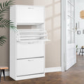 Shoe Cabinet 60 Pairs 4 Doors with Adjustable Shelves - White