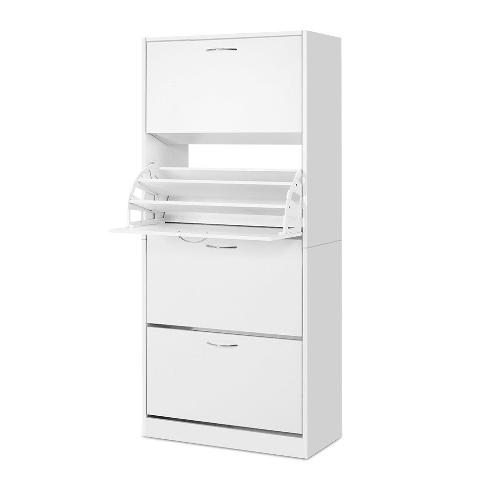 Shoe Rack Cabinet 60 Pairs 4 Doors - White - Furniture > Living Room > Shoe Storage - Rivercity House & Home Co. (ABN 18 642 972 209) - Affordable Modern Furniture Australia