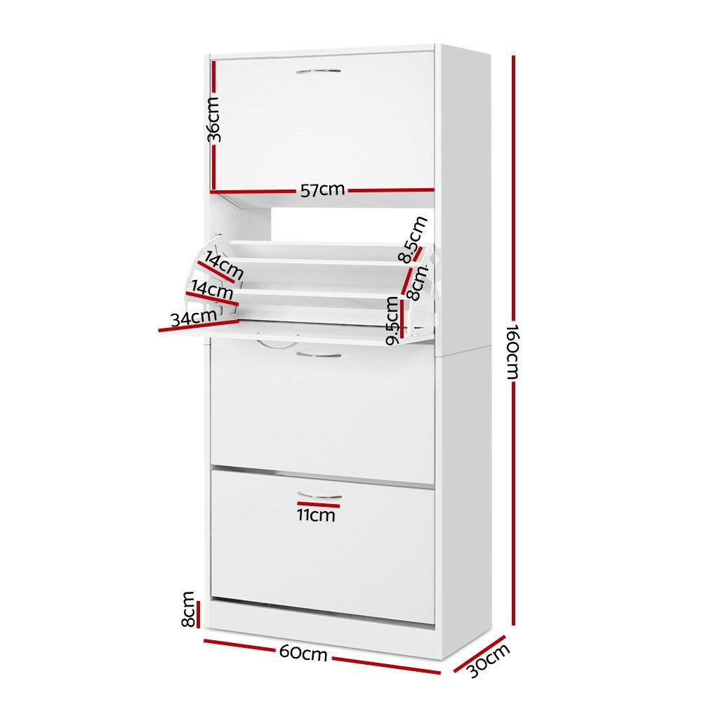 Shoe Rack Cabinet 60 Pairs 4 Doors - White - Furniture > Living Room > Shoe Storage - Rivercity House & Home Co. (ABN 18 642 972 209) - Affordable Modern Furniture Australia