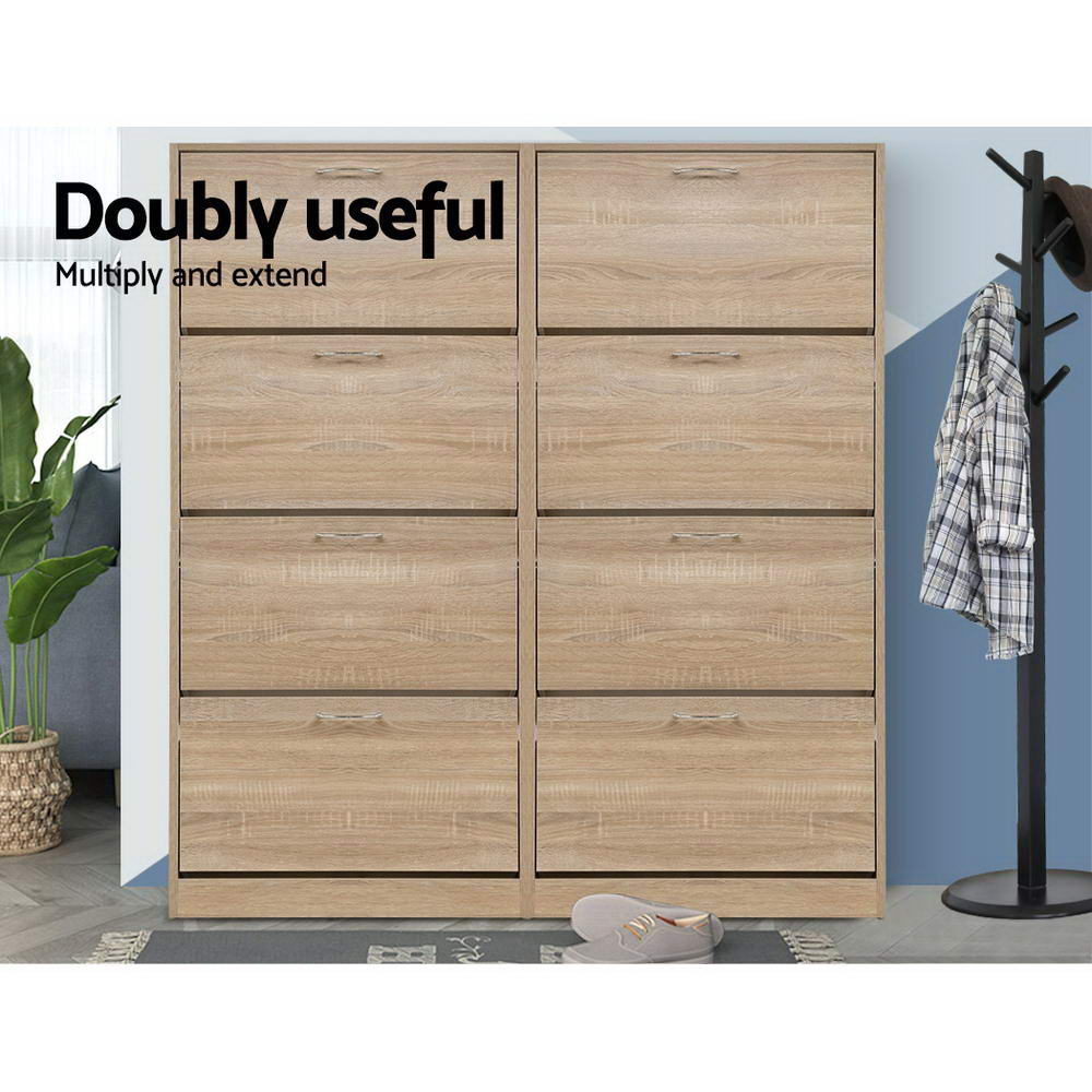 Shoe Rack Cabinet 60 Pairs 4 Doors - Wood - Furniture > Living Room > Shoe Storage - Rivercity House & Home Co. (ABN 18 642 972 209) - Affordable Modern Furniture Australia