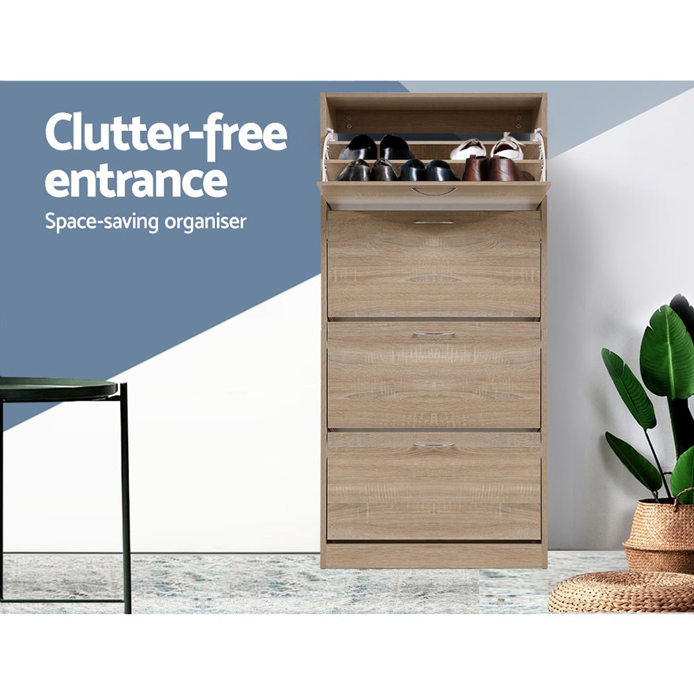 Shoe Rack Cabinet 60 Pairs 4 Doors - Wood - Furniture > Living Room > Shoe Storage - Rivercity House & Home Co. (ABN 18 642 972 209) - Affordable Modern Furniture Australia