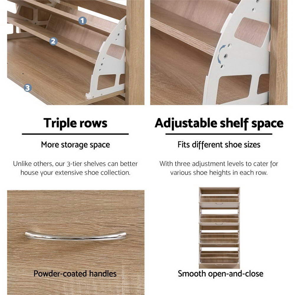 Shoe Rack Cabinet 60 Pairs 4 Doors - Wood - Furniture > Living Room > Shoe Storage - Rivercity House & Home Co. (ABN 18 642 972 209) - Affordable Modern Furniture Australia