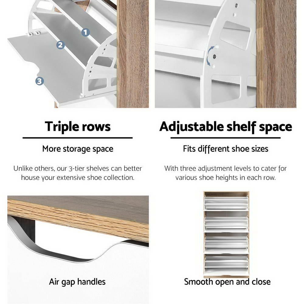 Shoe Rack Cabinet 60 Pairs 4 - tier White Elen - Furniture > Living Room > Shoe Storage - Rivercity House & Home Co. (ABN 18 642 972 209) - Affordable Modern Furniture Australia