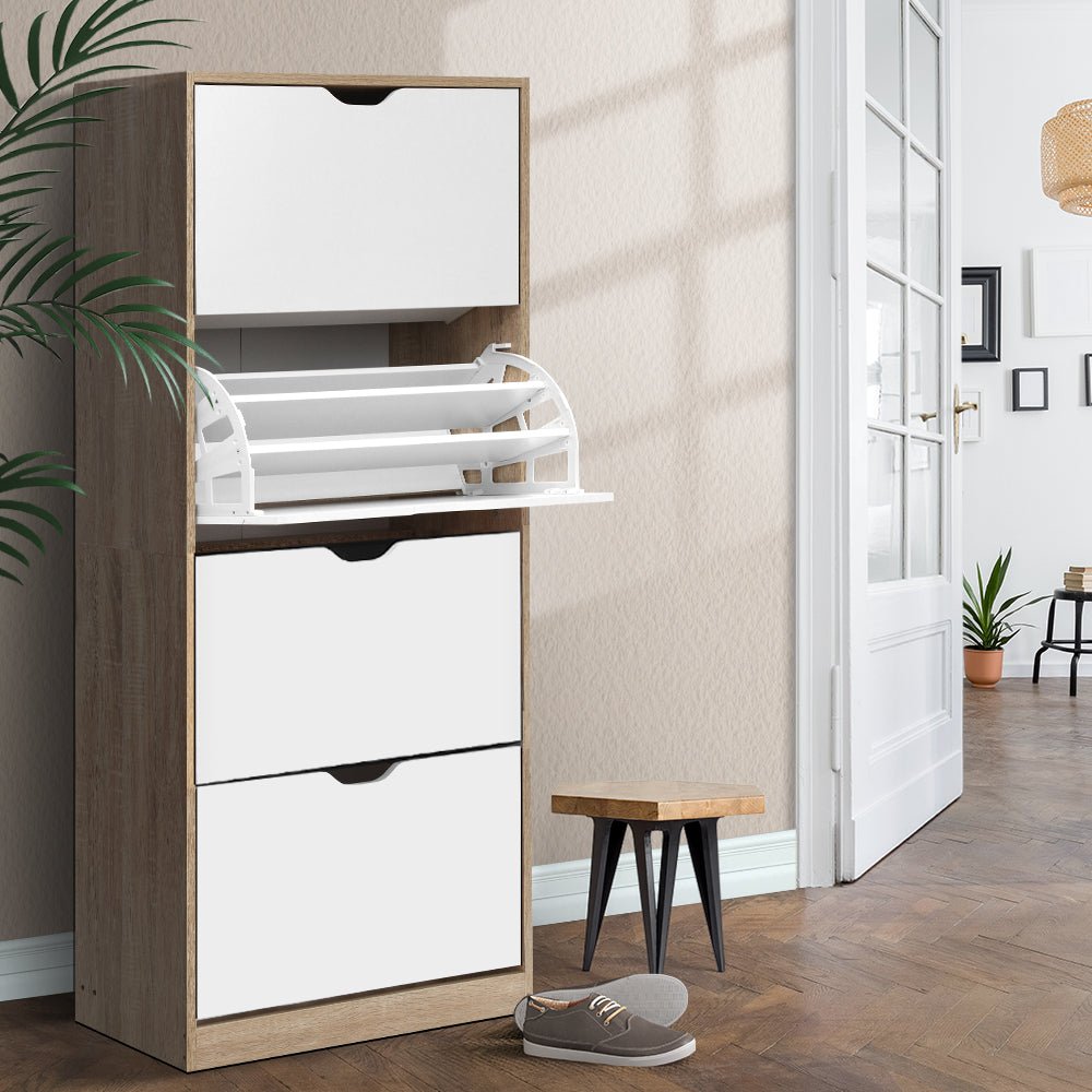 Shoe Rack Cabinet 60 Pairs 4 - tier White Elen - Furniture > Living Room > Shoe Storage - Rivercity House & Home Co. (ABN 18 642 972 209) - Affordable Modern Furniture Australia
