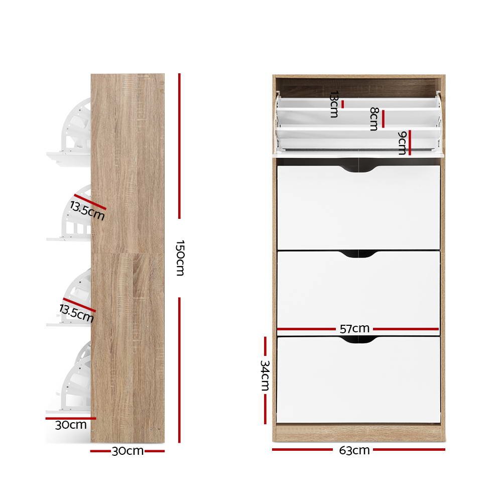 Shoe Rack Cabinet 60 Pairs 4 - tier White Elen - Furniture > Living Room > Shoe Storage - Rivercity House & Home Co. (ABN 18 642 972 209) - Affordable Modern Furniture Australia