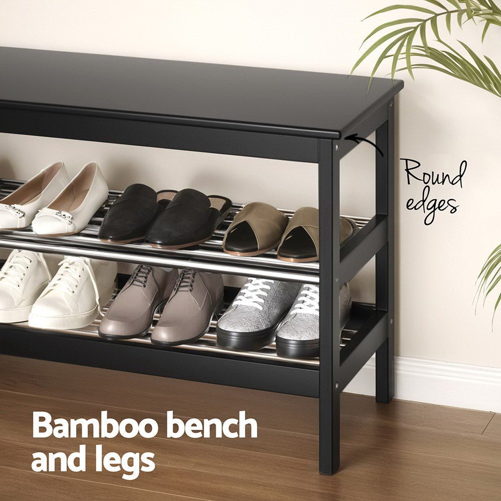 Shoe Rack Cabinet Bamboo Bench 10 Paris Black - Furniture > Bedroom - Rivercity House & Home Co. (ABN 18 642 972 209) - Affordable Modern Furniture Australia