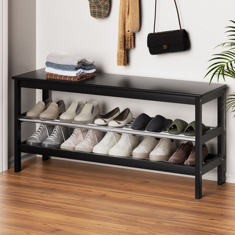 Shoe Rack Cabinet Bamboo Bench 10 Paris Black - Furniture > Bedroom - Rivercity House & Home Co. (ABN 18 642 972 209) - Affordable Modern Furniture Australia