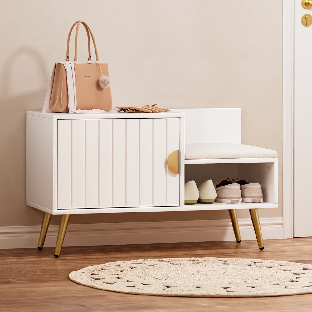 Shoe Rack Cabinet Bench 6 Pairs White - Furniture > Living Room > Shoe Storage - Rivercity House & Home Co. (ABN 18 642 972 209) - Affordable Modern Furniture Australia
