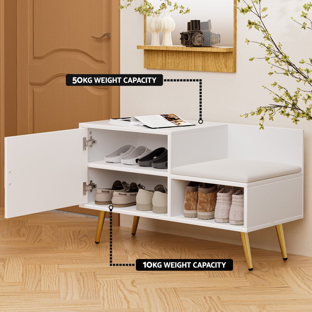 Shoe Rack Cabinet Bench 6 Pairs White - Furniture > Living Room > Shoe Storage - Rivercity House & Home Co. (ABN 18 642 972 209) - Affordable Modern Furniture Australia