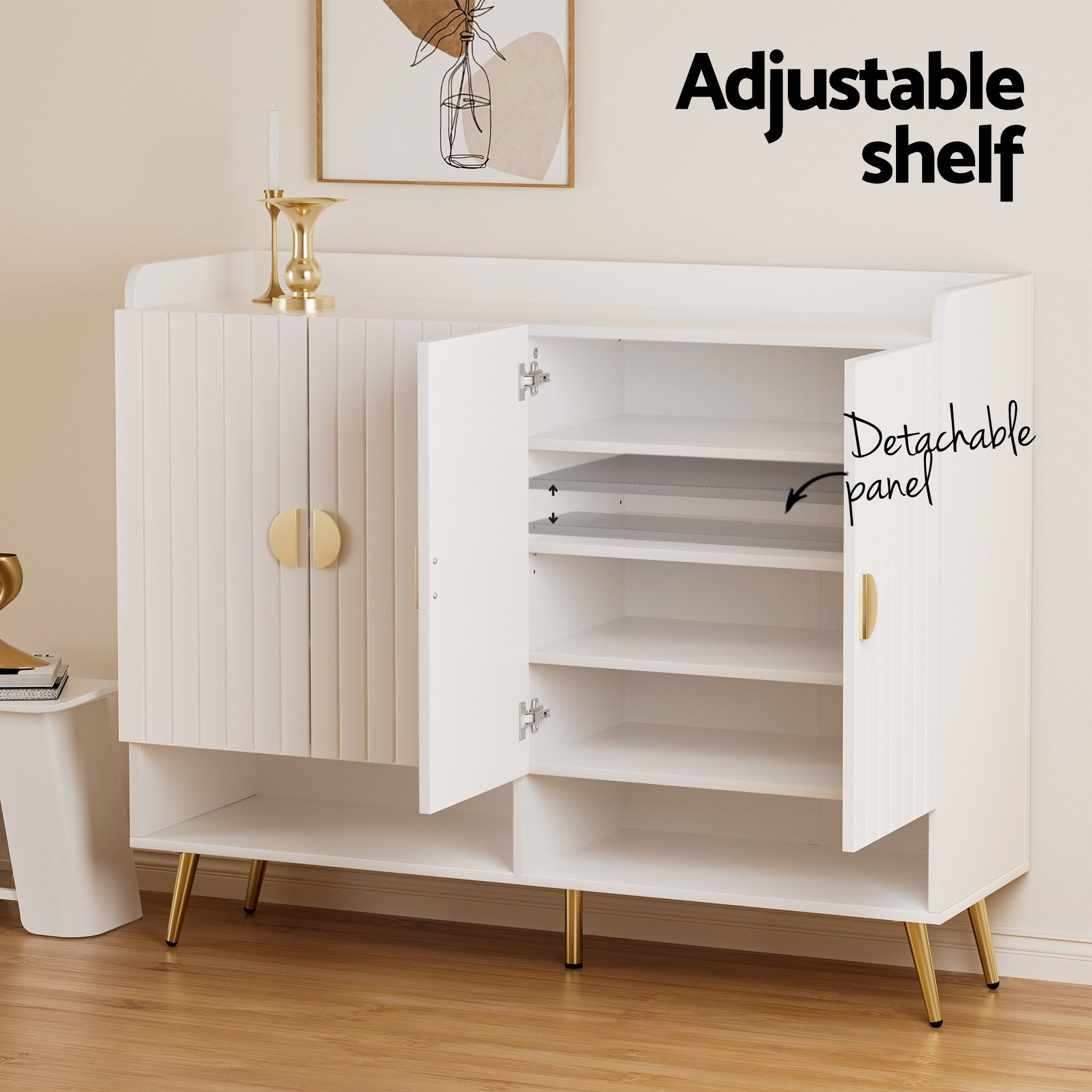 Shoe Rack Cabinet & Clothes Rack Set Storage Shelf White Pine - Furniture > Living Room > Shoe Storage - Rivercity House & Home Co. (ABN 18 642 972 209) - Affordable Modern Furniture Australia