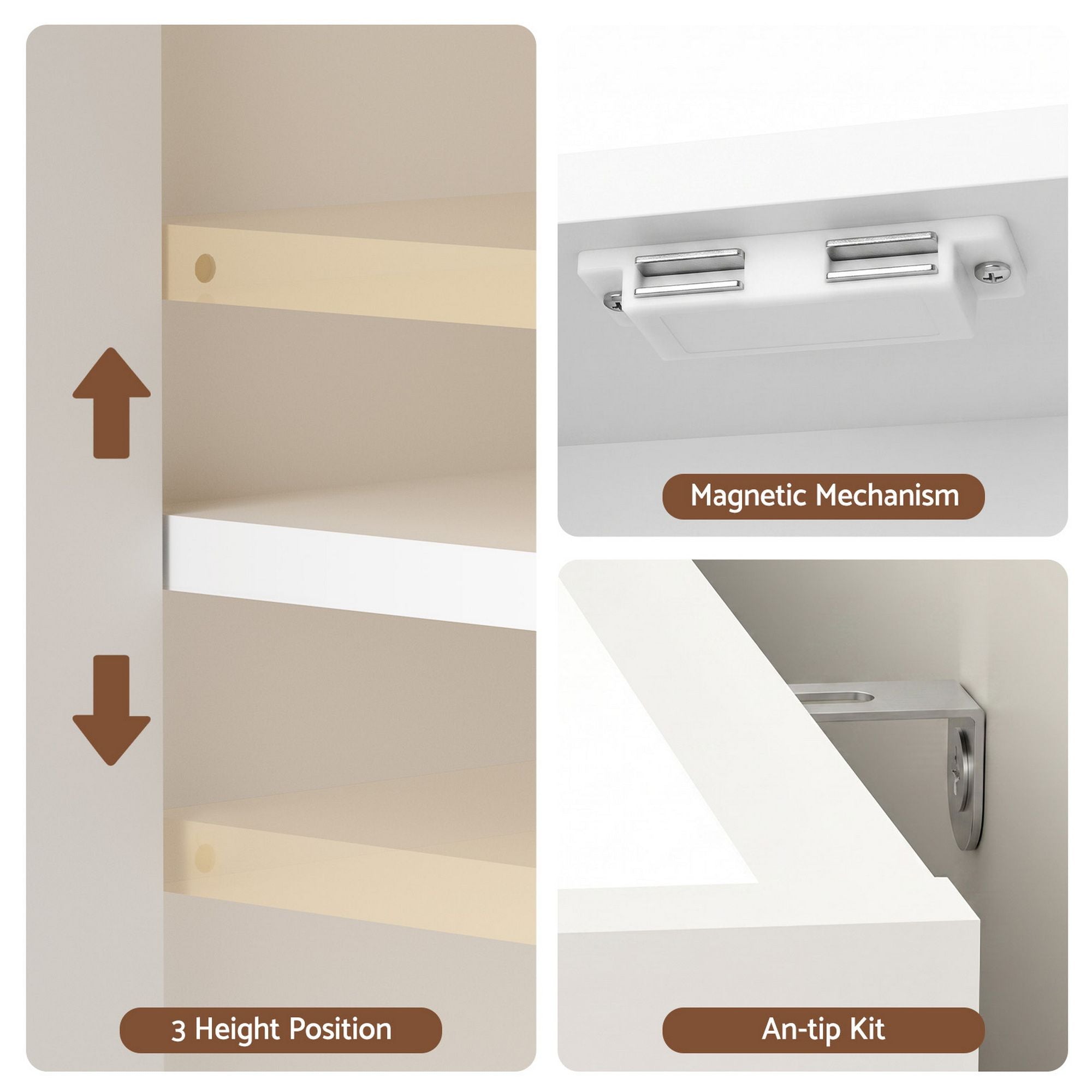 Shoe Rack Cabinet Storage Cupboard 3 Adjustable Shelves White - Furniture > Living Room > Shoe Storage - Rivercity House & Home Co. (ABN 18 642 972 209) - Affordable Modern Furniture Australia