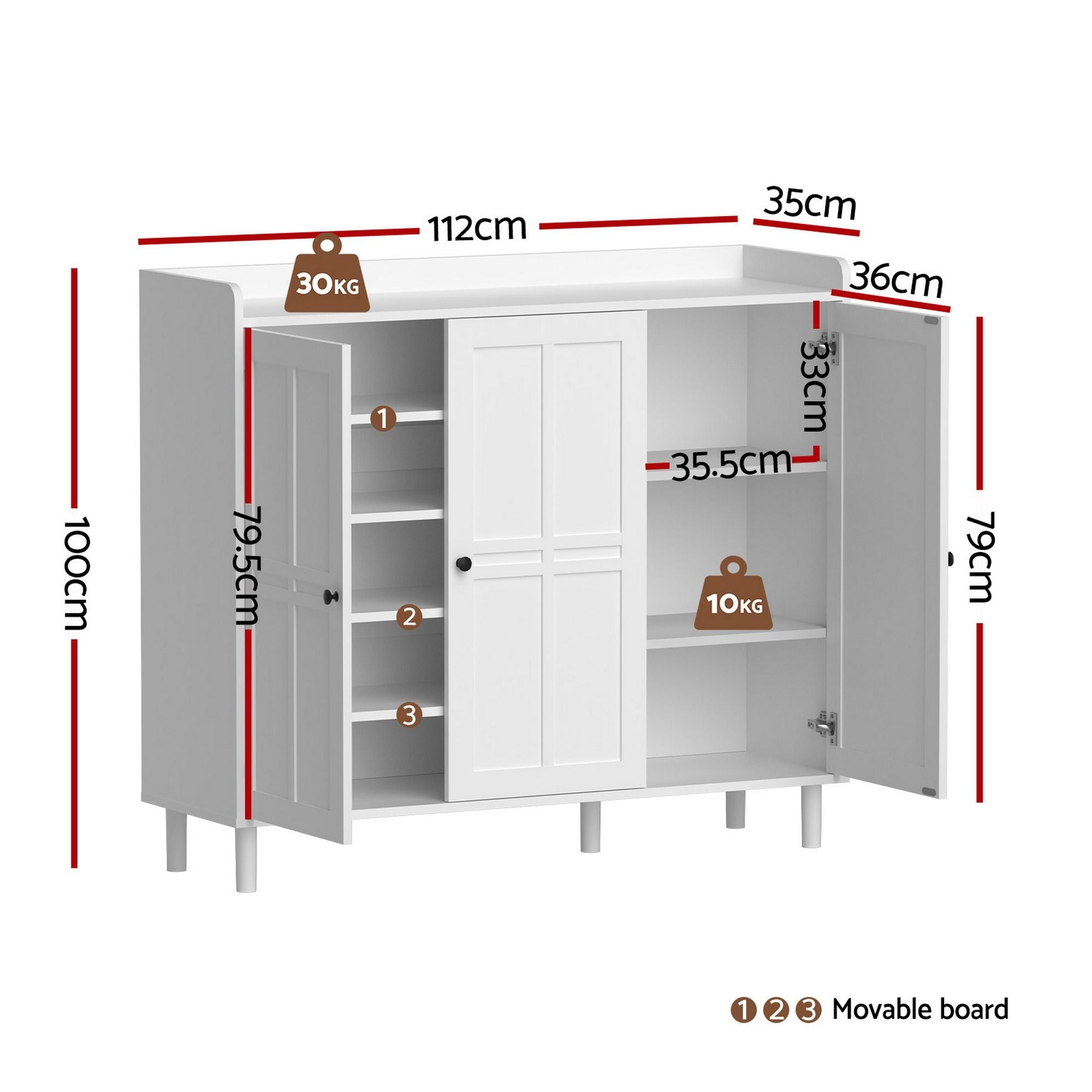 Shoe Rack Cabinet Storage Cupboard Adjustable Shelf White - Furniture > Living Room > Shoe Storage - Rivercity House & Home Co. (ABN 18 642 972 209) - Affordable Modern Furniture Australia