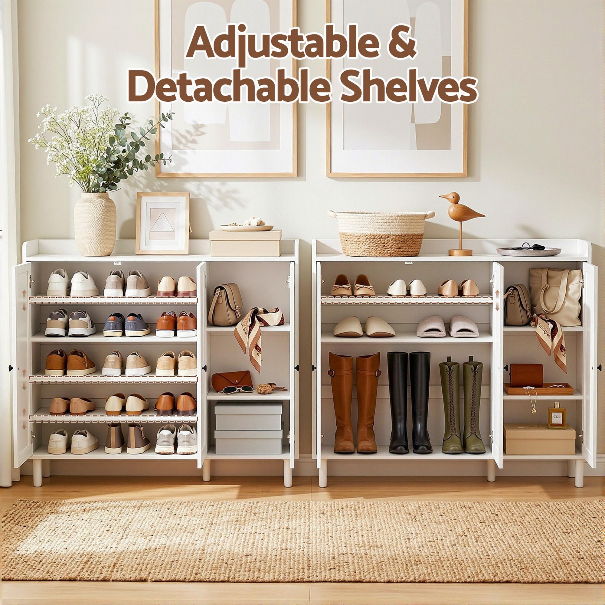 Shoe Rack Cabinet Storage Cupboard Adjustable Shelf White - Furniture > Living Room > Shoe Storage - Rivercity House & Home Co. (ABN 18 642 972 209) - Affordable Modern Furniture Australia