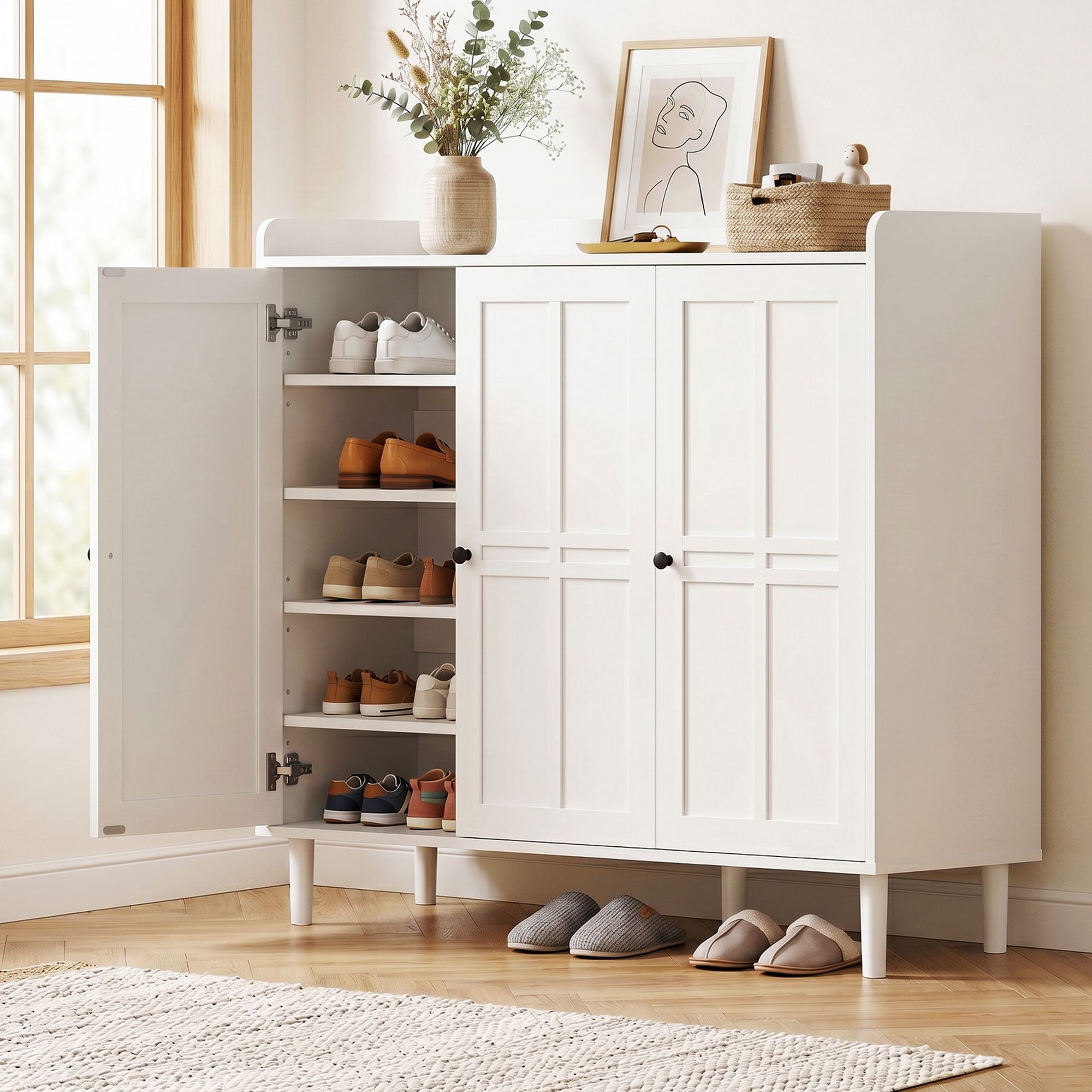 Shoe Rack Cabinet Storage Cupboard Adjustable Shelf White - Furniture > Living Room > Shoe Storage - Rivercity House & Home Co. (ABN 18 642 972 209) - Affordable Modern Furniture Australia