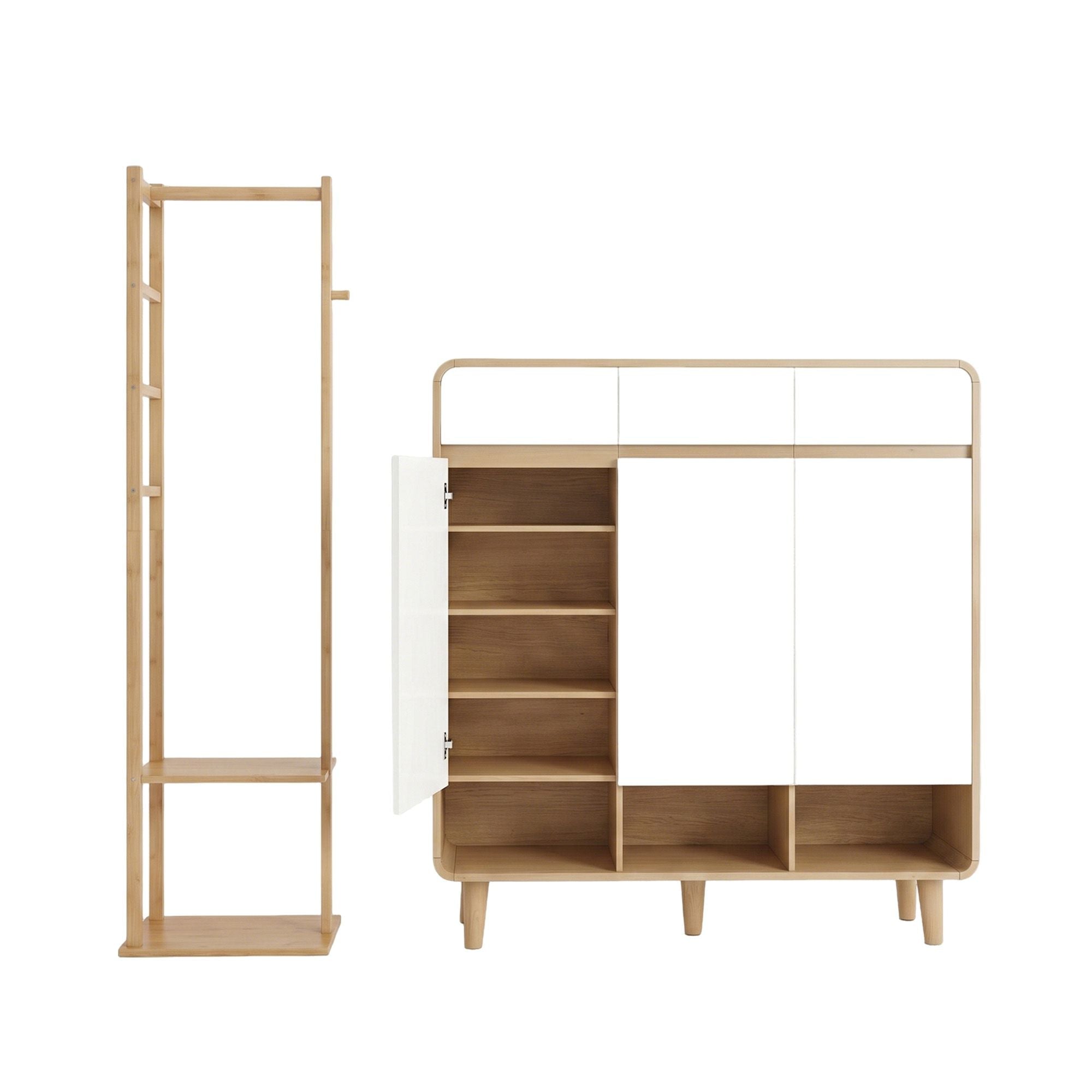 Shoe Rack Cabinet Wooden & Bamboo Clothes Rack Set Storage Shelf White Pine - Furniture > Living Room > Shoe Storage - Rivercity House & Home Co. (ABN 18 642 972 209) - Affordable Modern Furniture Australia