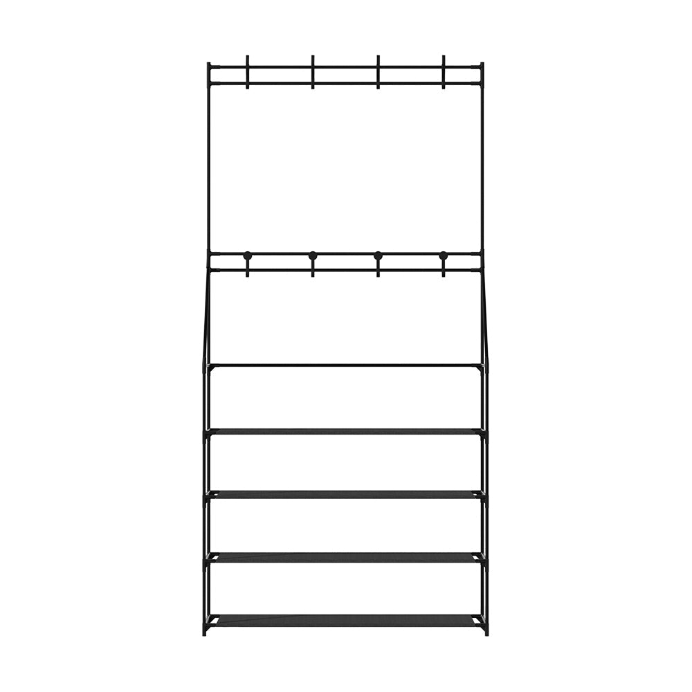 Shoe Rack Hall Tree 16 Pairs Black - Furniture > Living Room > Shoe Storage - Rivercity House & Home Co. (ABN 18 642 972 209) - Affordable Modern Furniture Australia