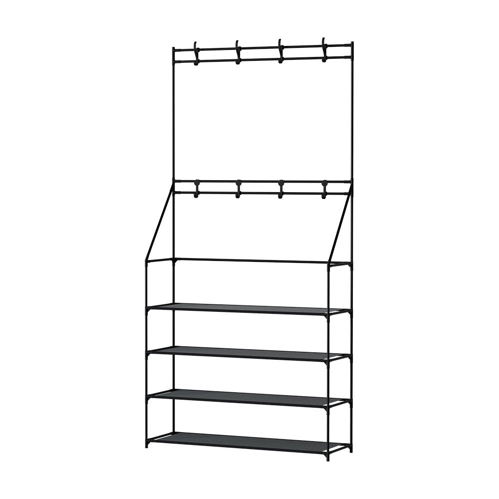 Shoe Rack Hall Tree 16 Pairs Black - Furniture > Living Room > Shoe Storage - Rivercity House & Home Co. (ABN 18 642 972 209) - Affordable Modern Furniture Australia