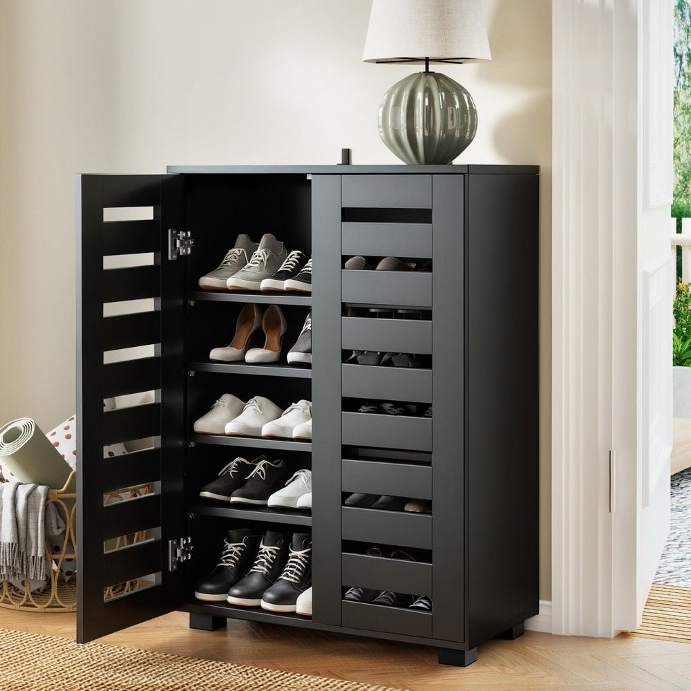 Shoe Rack Storage Cabinet 20 Pairs 5 - tier Black Alster - Furniture > Living Room > Shoe Storage - Rivercity House & Home Co. (ABN 18 642 972 209) - Affordable Modern Furniture Australia