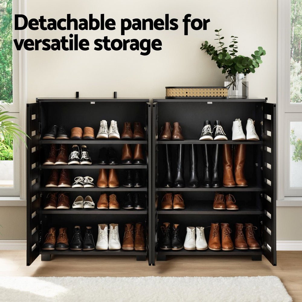 Shoe Rack Storage Cabinet 20 Pairs 5 - tier Black Alster - Furniture > Living Room > Shoe Storage - Rivercity House & Home Co. (ABN 18 642 972 209) - Affordable Modern Furniture Australia