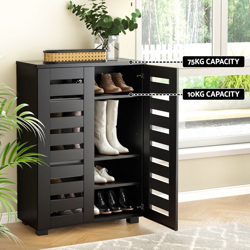 Shoe Rack Storage Cabinet 20 Pairs 5 - tier Black Alster - Furniture > Living Room > Shoe Storage - Rivercity House & Home Co. (ABN 18 642 972 209) - Affordable Modern Furniture Australia