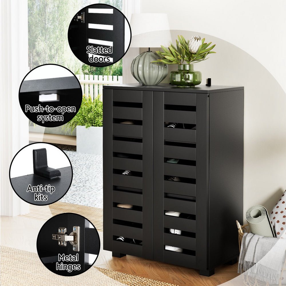 Shoe Rack Storage Cabinet 20 Pairs 5 - tier Black Alster - Furniture > Living Room > Shoe Storage - Rivercity House & Home Co. (ABN 18 642 972 209) - Affordable Modern Furniture Australia