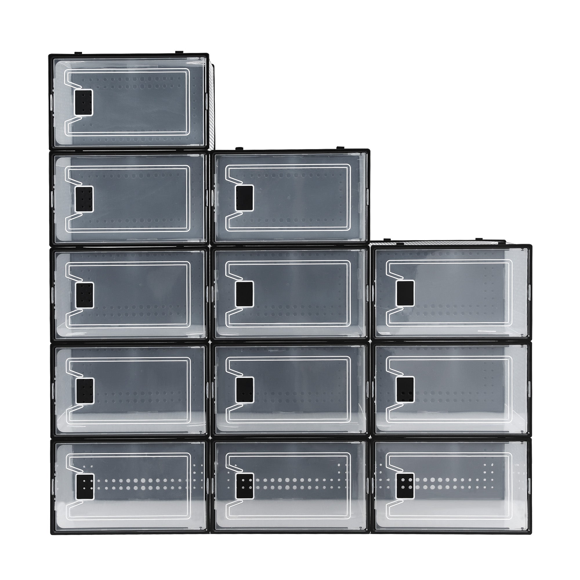 Shoe Storage Box DIY Set of 12 Stackable Black - Furniture > Living Room > Shoe Storage - Rivercity House & Home Co. (ABN 18 642 972 209) - Affordable Modern Furniture Australia