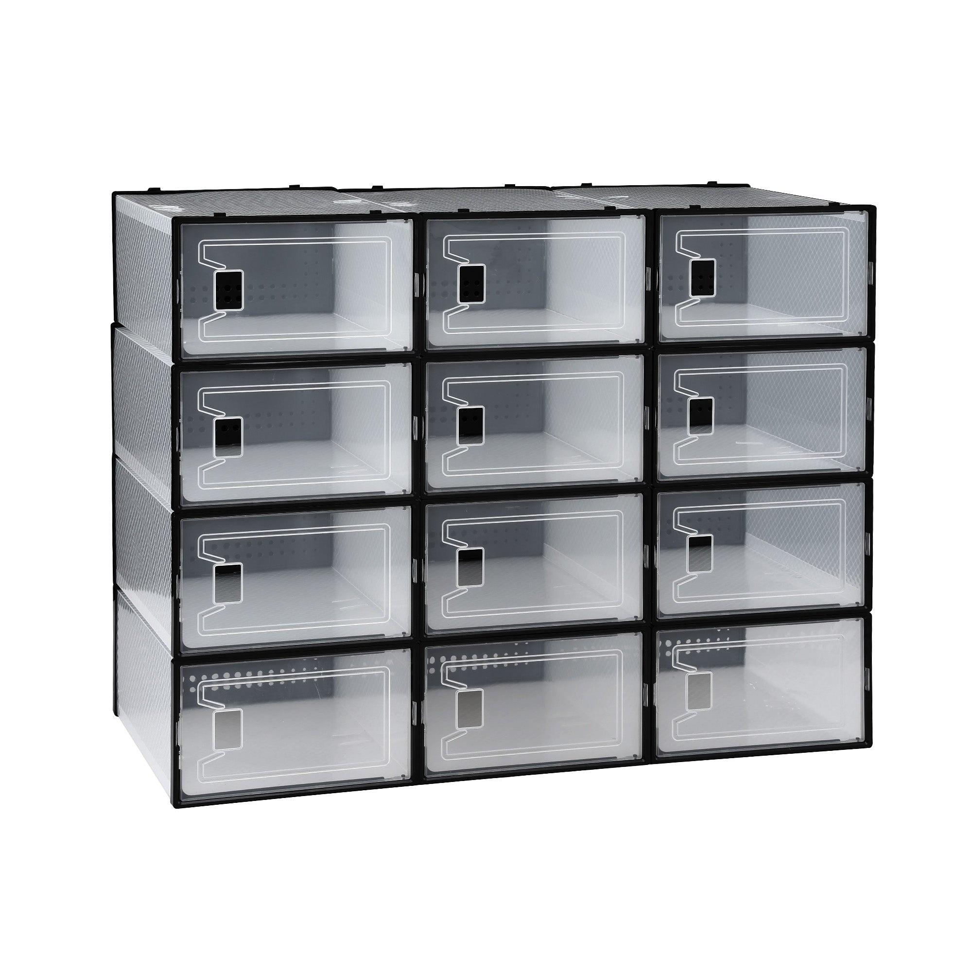 Shoe Storage Box DIY Set of 12 Stackable Black - Furniture > Living Room > Shoe Storage - Rivercity House & Home Co. (ABN 18 642 972 209) - Affordable Modern Furniture Australia