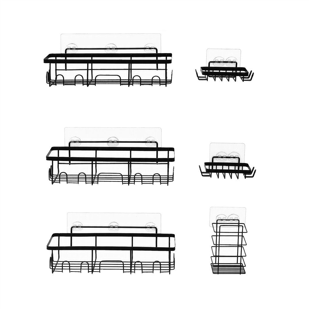 Shower Caddy 6 Pack Metal Bathroom Organiser Rust Resistant - Black - Home & Garden > Bathroom Accessories > Bath Caddies - Rivercity House & Home Co. (ABN 18 642 972 209) - Affordable Modern Furniture Australia