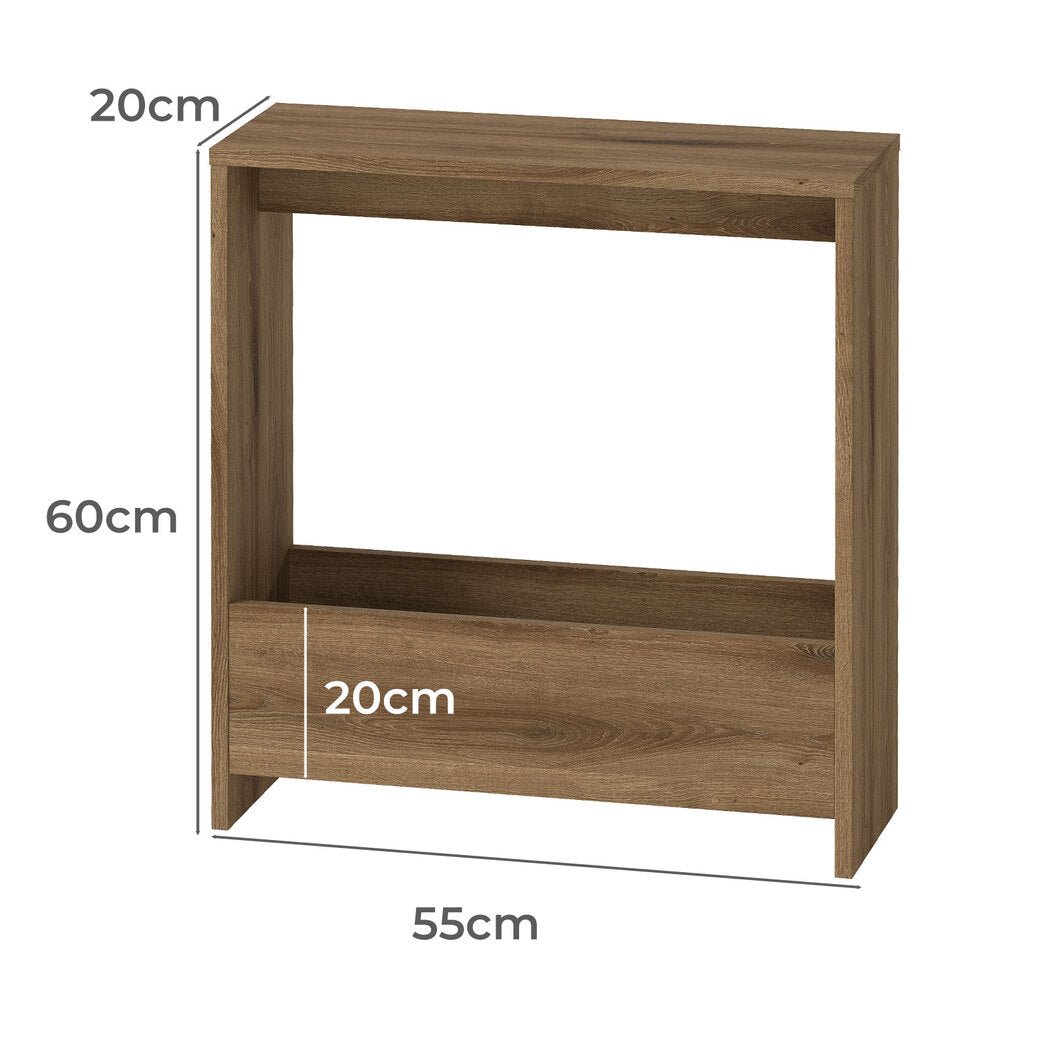 Side Table with Magazine Rack Small End Table - Deep Oak - Rivercity House & Home Co. (ABN 18 642 972 209) - Affordable Modern Furniture Australia