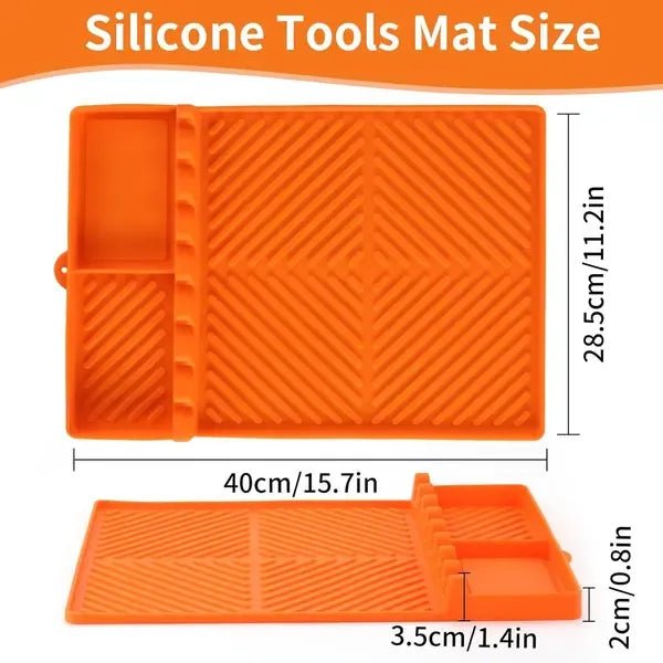 Silicone BBQ Grill Side Shelf Mat with Drip Tray and Utensil Rest 40 x 29 cm - Orange - Home & Garden > BBQ > BBQs & Accessories - Rivercity House & Home Co. (ABN 18 642 972 209) - Affordable Modern Furniture Australia