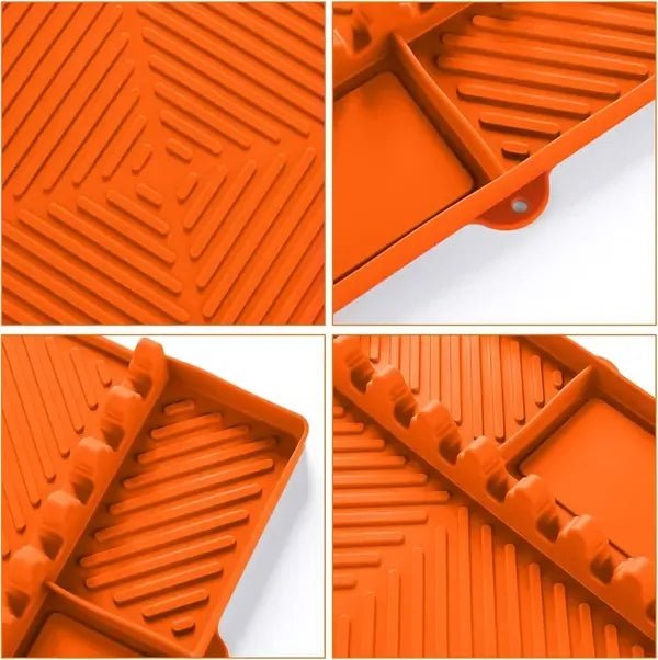 Silicone BBQ Grill Side Shelf Mat with Drip Tray and Utensil Rest 40 x 29 cm - Orange - Home & Garden > BBQ > BBQs & Accessories - Rivercity House & Home Co. (ABN 18 642 972 209) - Affordable Modern Furniture Australia